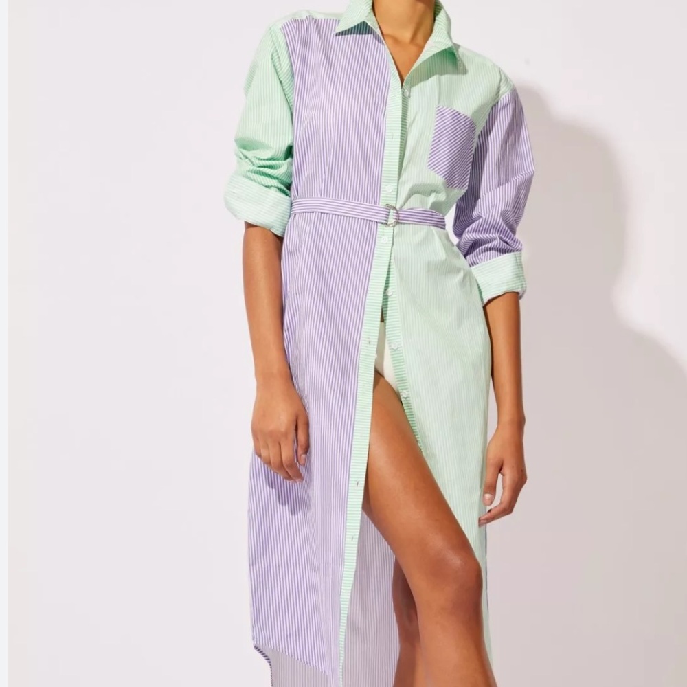 💜 Solid & Striped | The Oxford Maxi in Purple & Green Stripes 💚